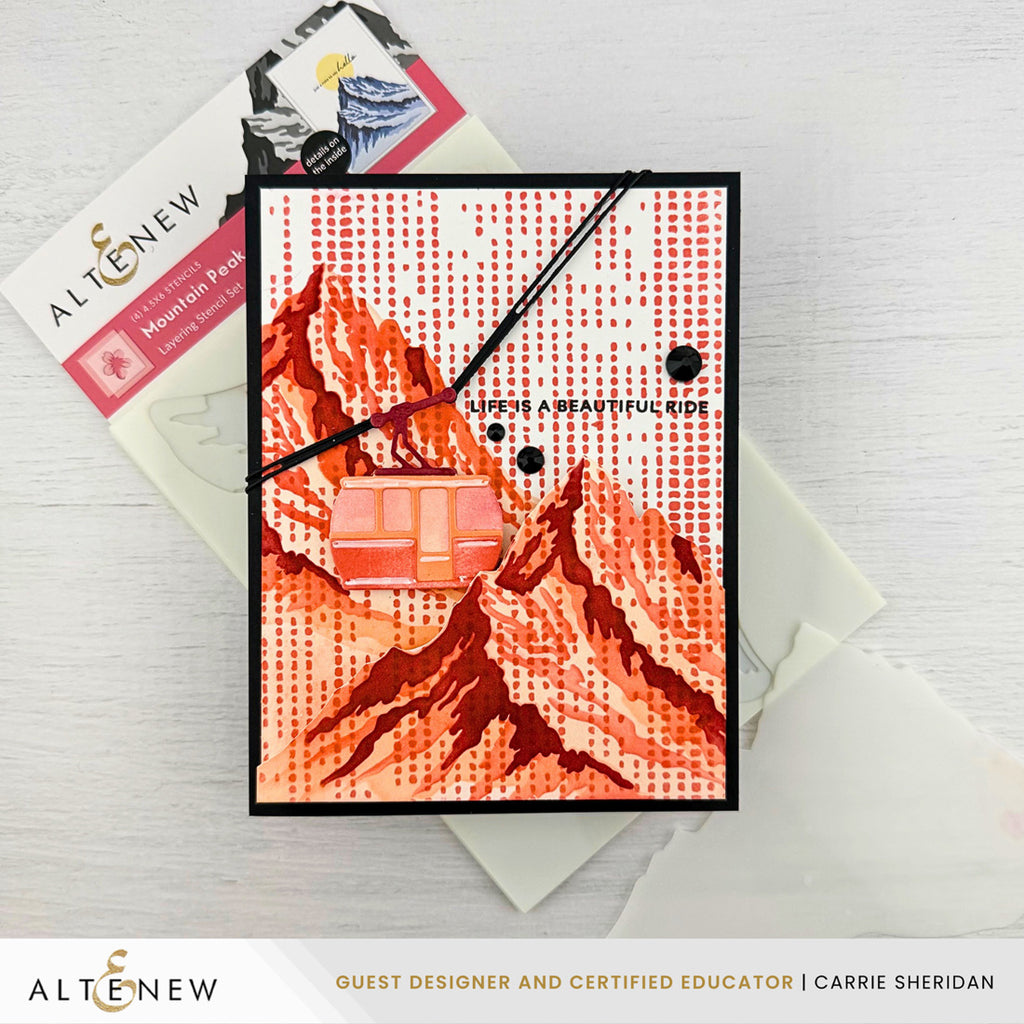 Altenew Essential Textures Canvas Impressions Press Plate alt11502 mountains cable car card