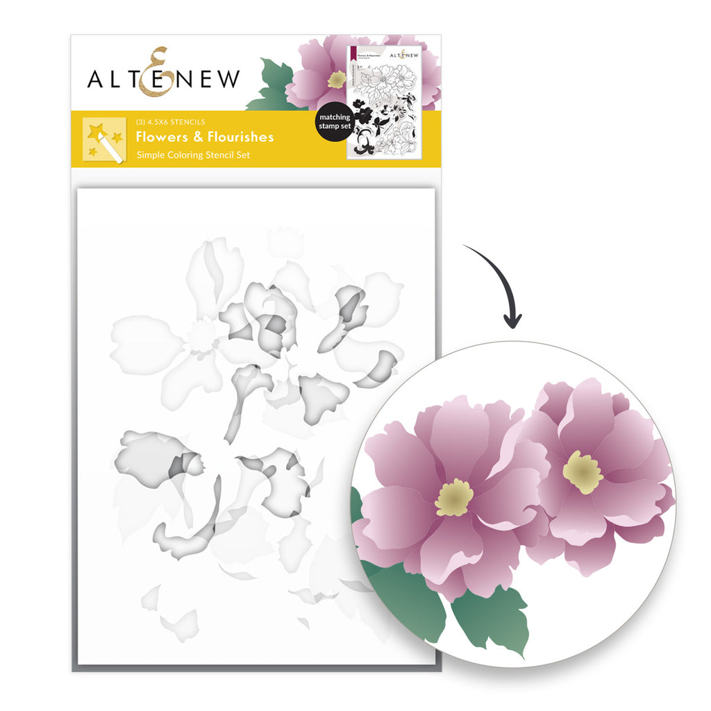 Altenew Flowers and Flourishes Clear Stamp Die and Stencil Set image 3