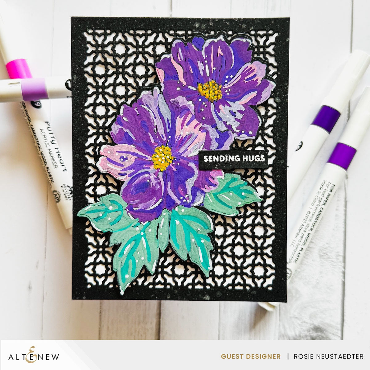 Altenew Flowers and Flourishes Clear Stamps alt11280 sending hugs