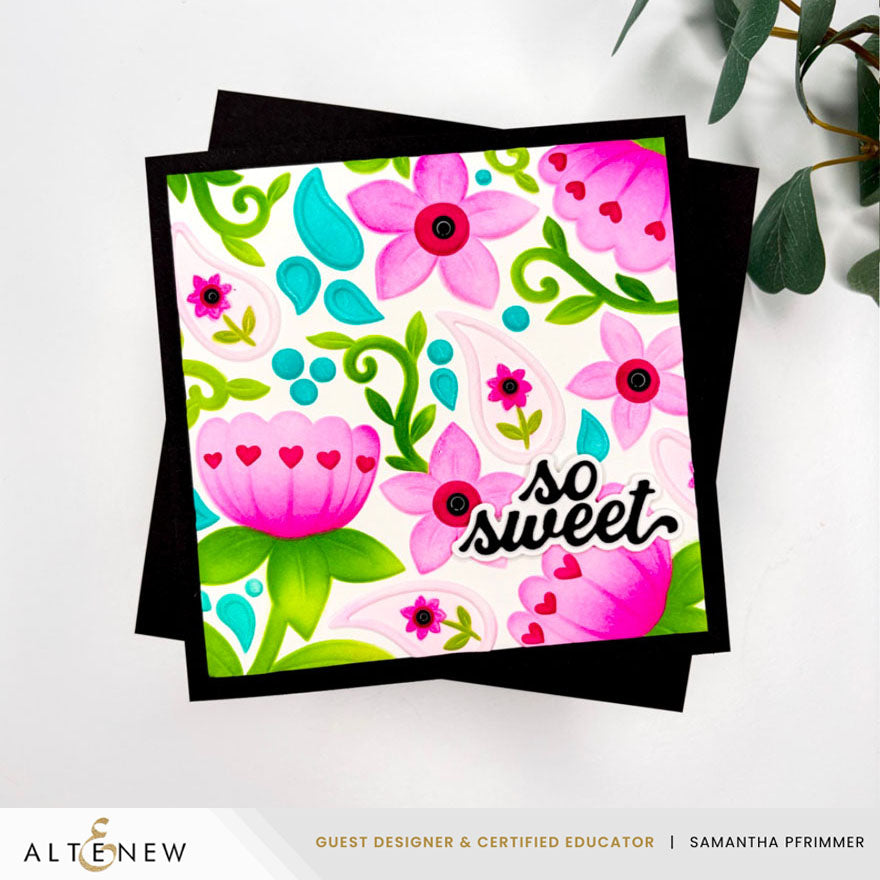 Altenew Hearts and Paislies Stencil and 3D Embossing Folder Set so sweet
