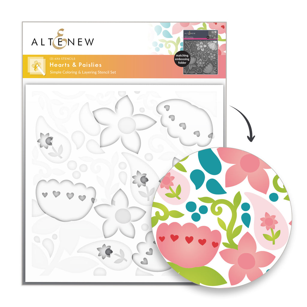 Altenew Hearts and Paislies Stencils alt8704