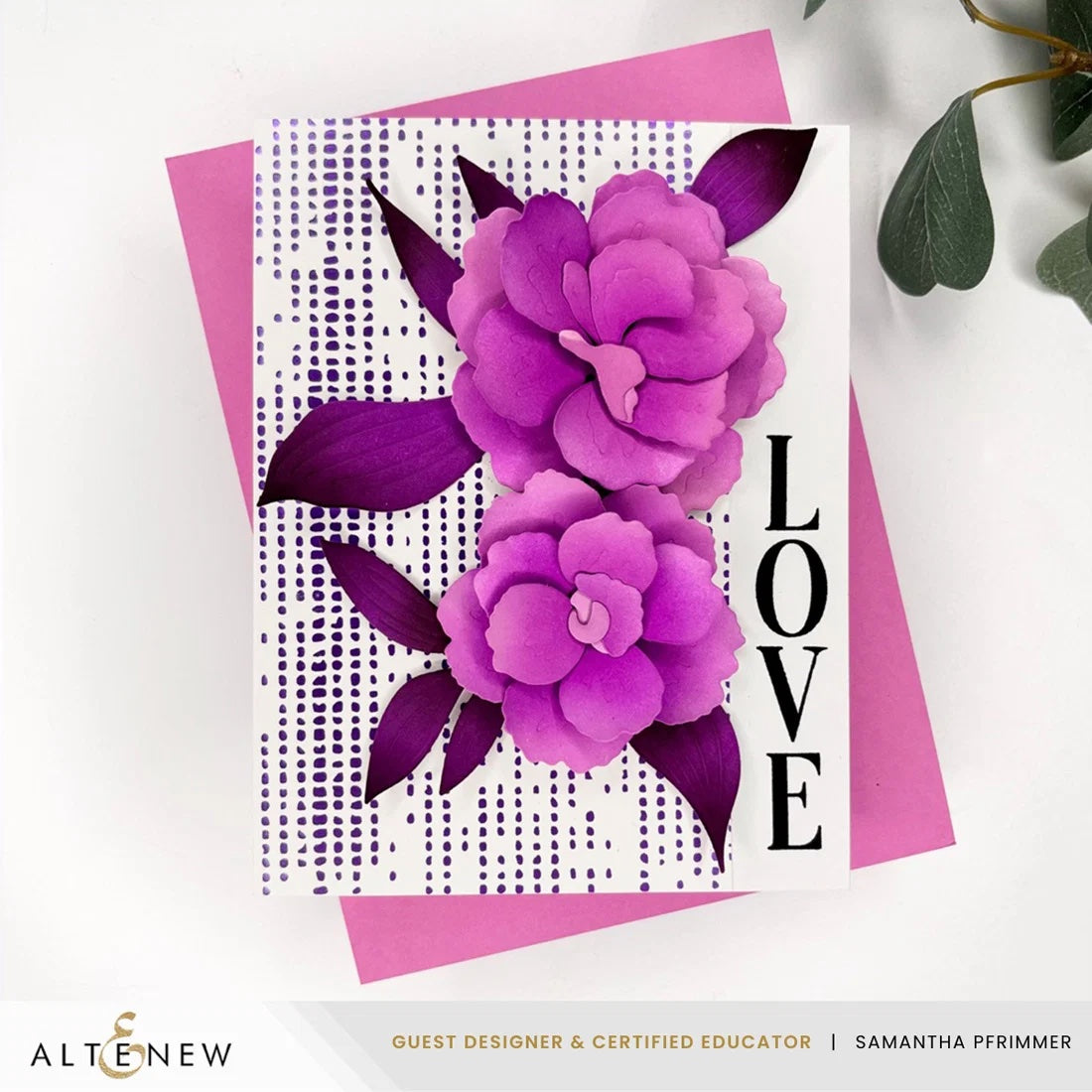 Altenew Highland Flora Fresh Dye Ink Pad Set love polka dots card