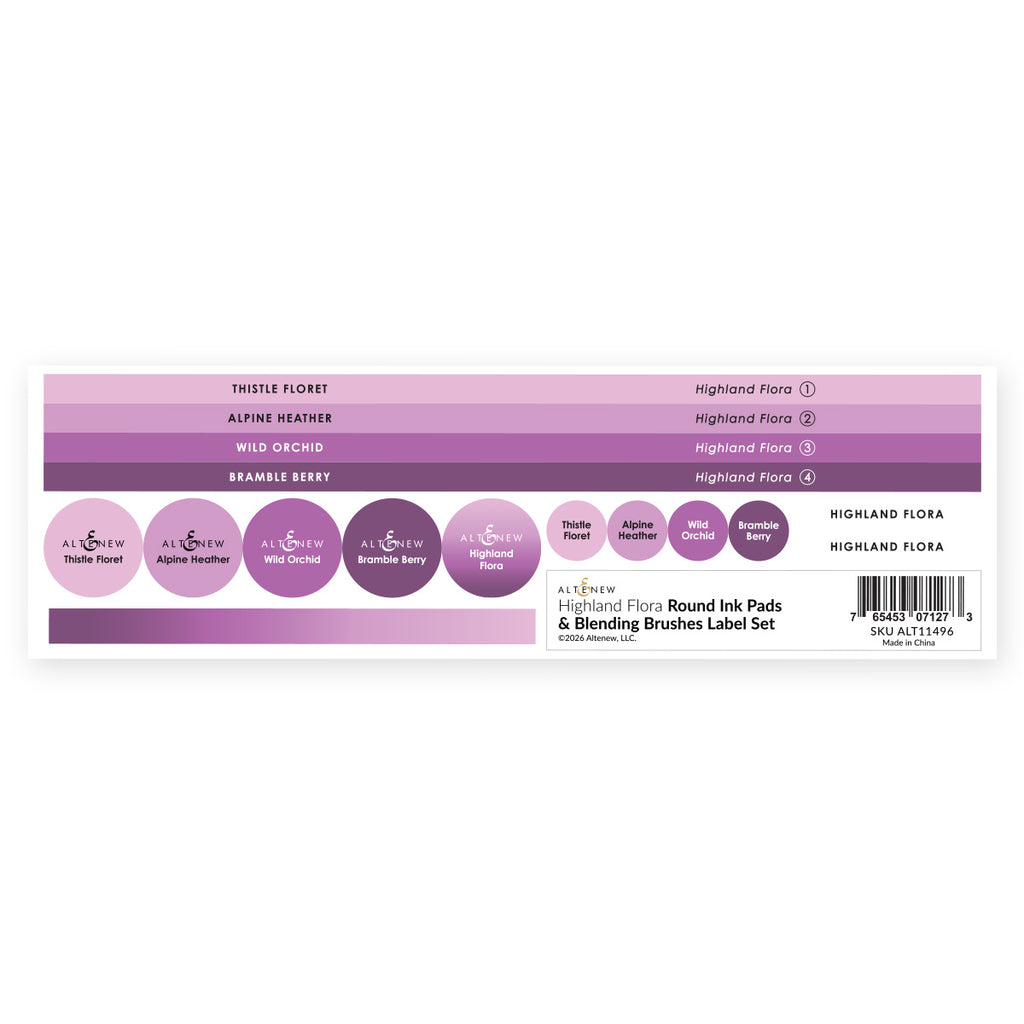 Altenew Highland Flora Round Ink Pads and Blending Brushes Labels alt11496 product image