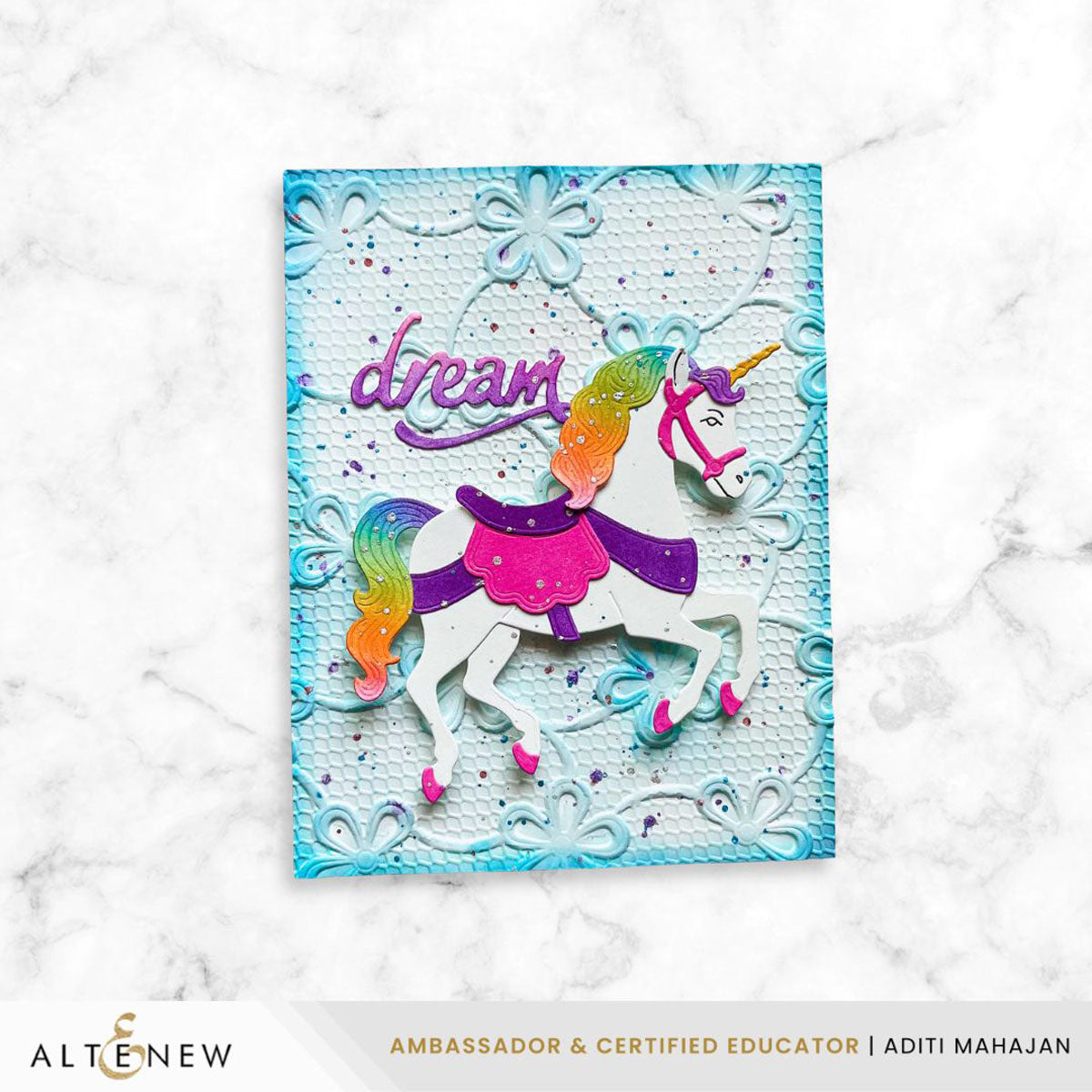 Altenew Lace Topped Petals 3D Embossing Folder alt11396 unicorn
