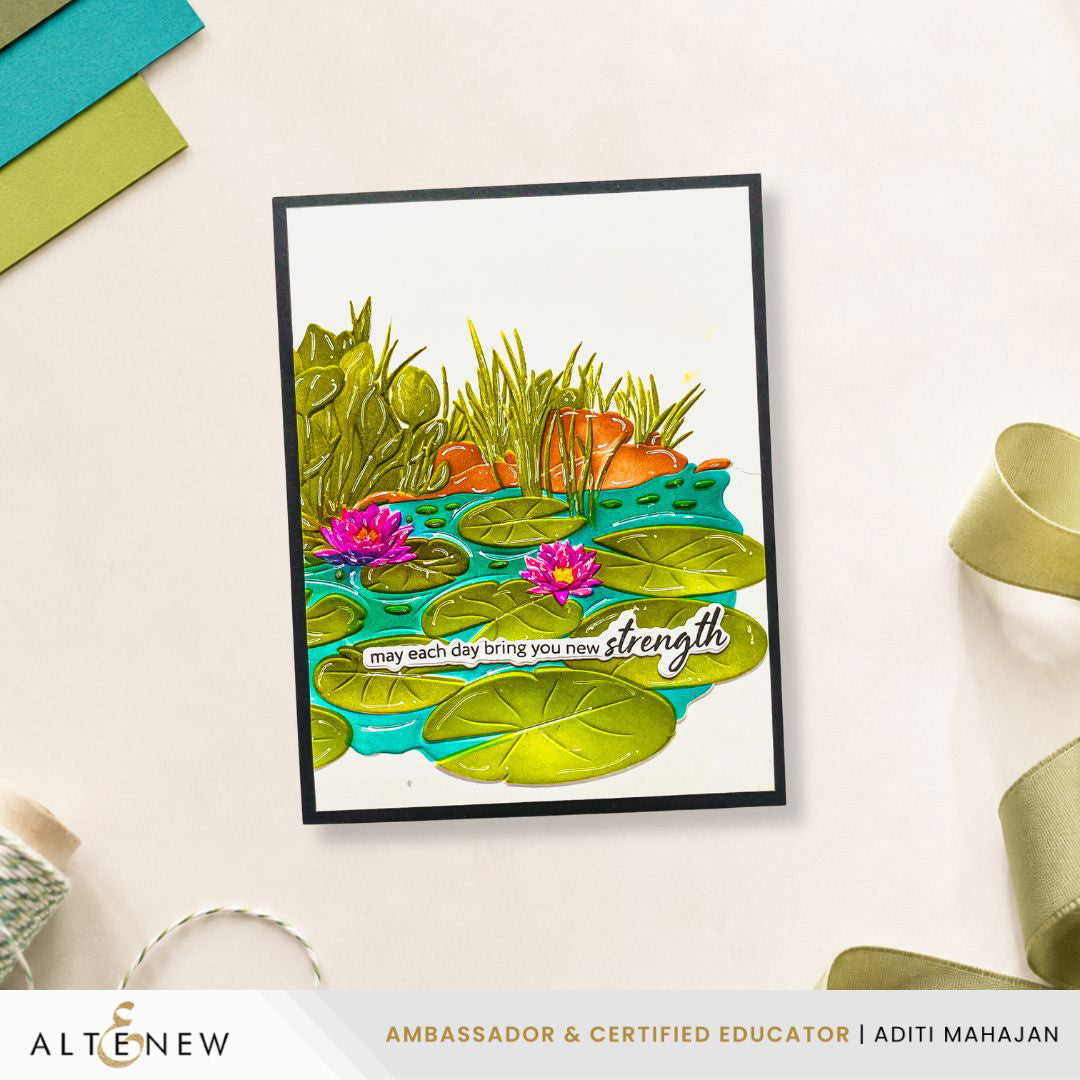 Altenew Lilypad Dreams Embossing Folder and Stencil Set water