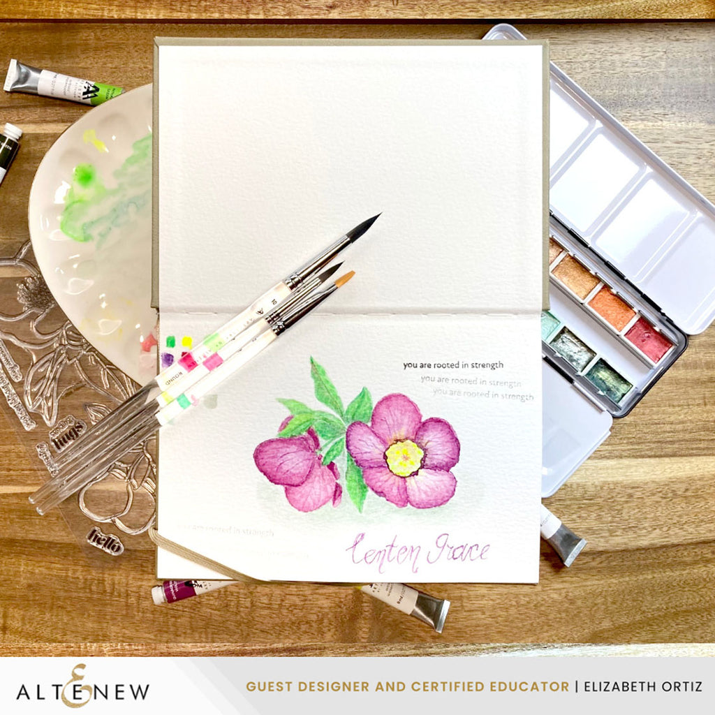 Altenew Luxe Watercolor Sketchbook A5 5.8 x 8.3 inch Portrait alt11173 pink flowers