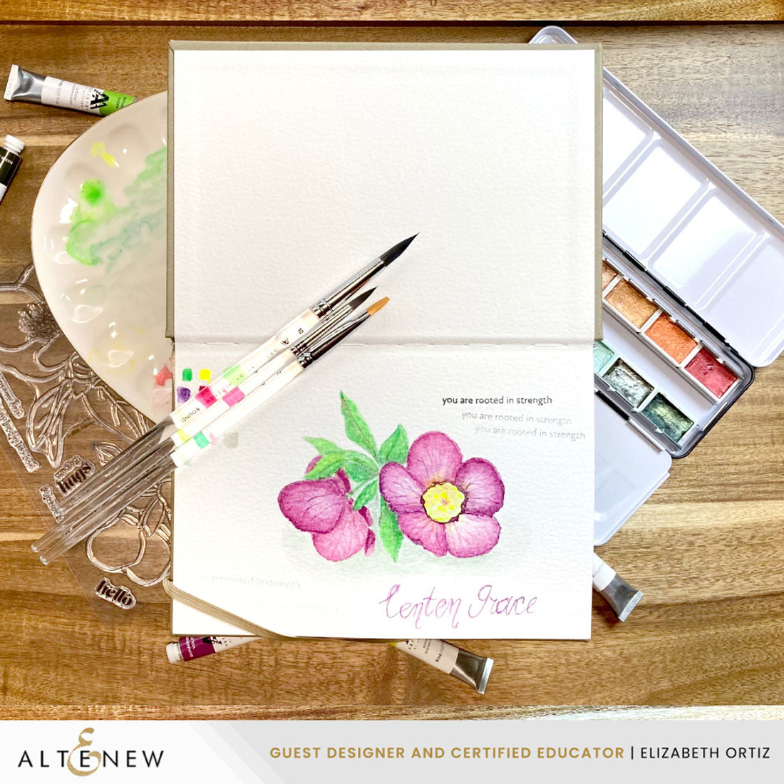 Altenew Luxe Watercolor Sketchbook A5 5.8 x 8.3 inch Portrait alt11173 pink flowers