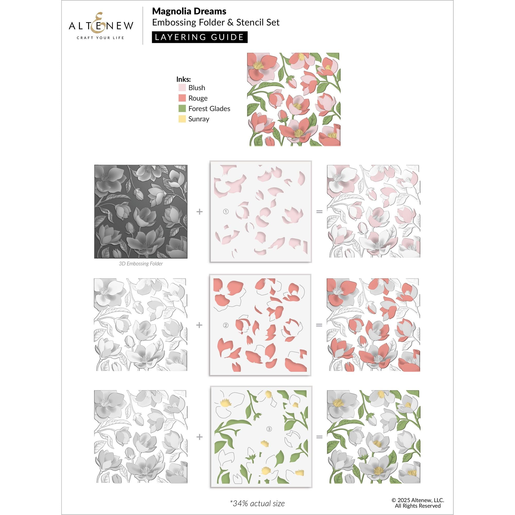 Altenew Magnolia Dreams Simple Coloring Stencils alt10796 layering guide