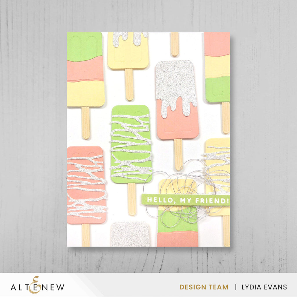 Altenew Mini Delight Sweet Popsicles Clear Stamp and Die Set alt11510bn hello my friend card