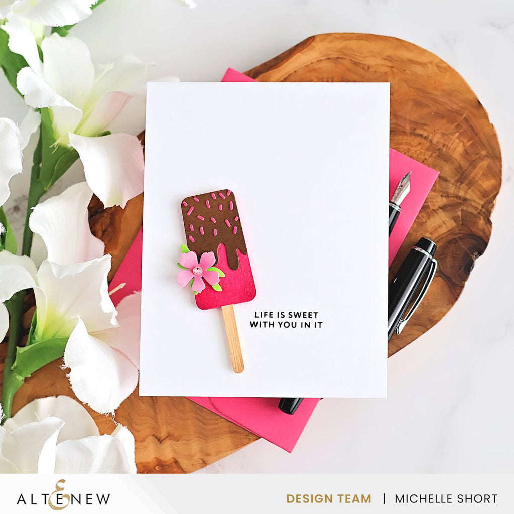 Altenew Mini Delight Sweet Popsicles Clear Stamp and Die Set alt11510bn life is sweet card