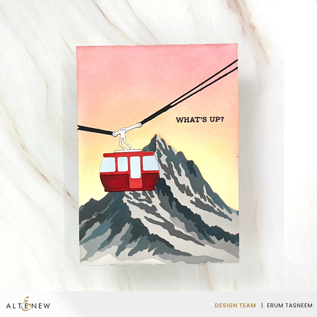 Altenew Mountain Peak Layering Stencils alt11551 what's up gondola card