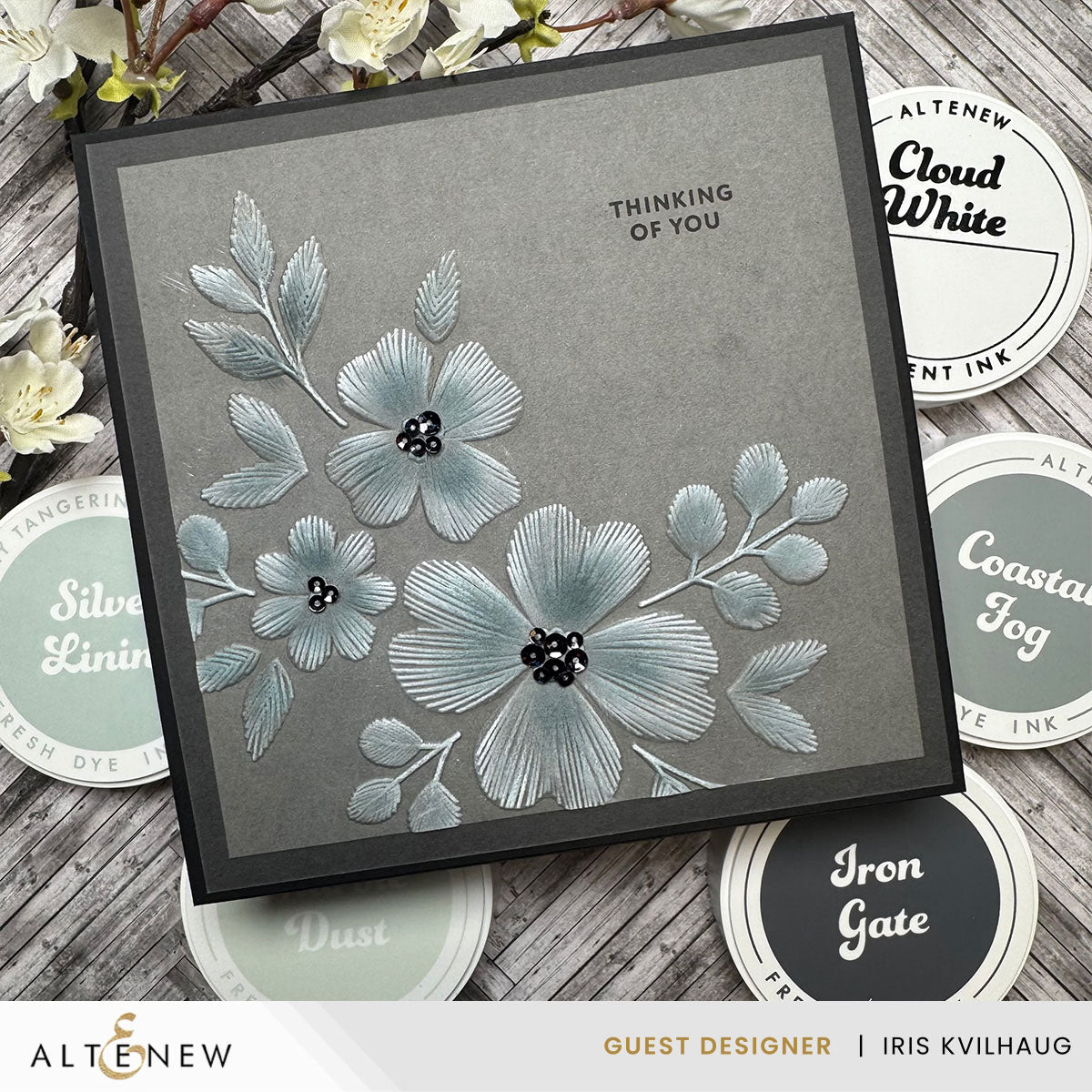Altenew Mystic Black Stellar Sequins alt10635 flowers