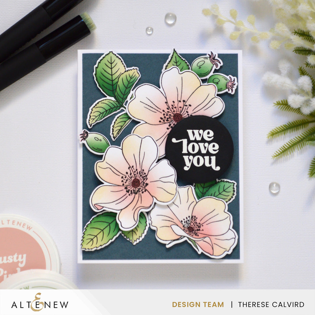Altenew One-Go Briar Blossoms 3D Embossing Folder alt10604 we love you card