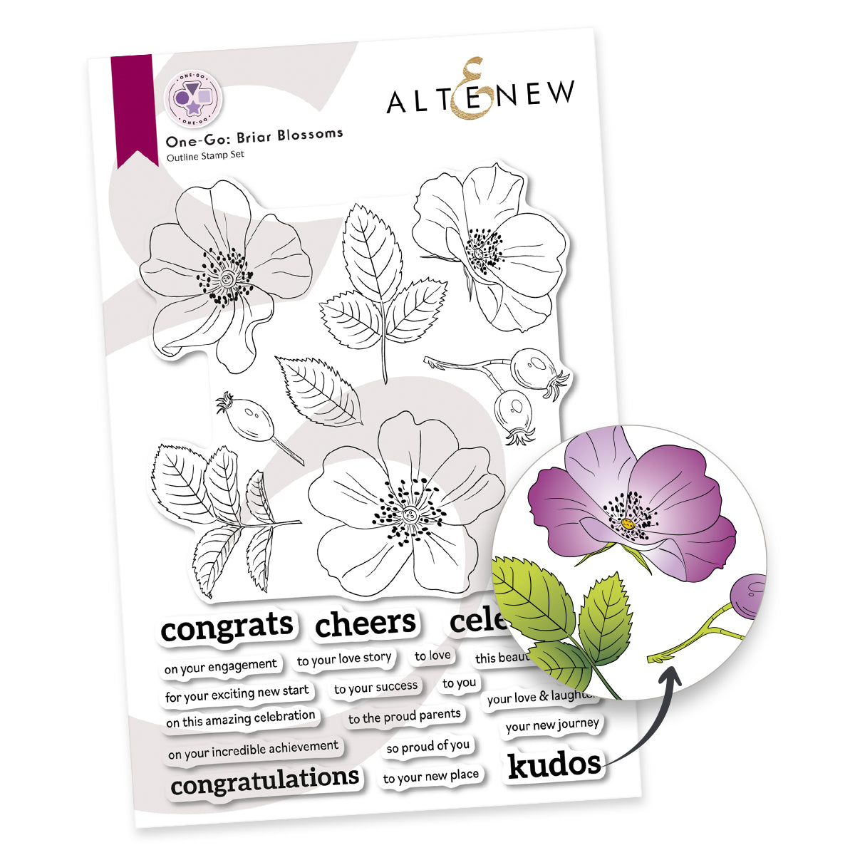 Altenew One-Go Briar Blossoms Clear Stamp, Die, Embossing Folder and Stencil Set product image 1