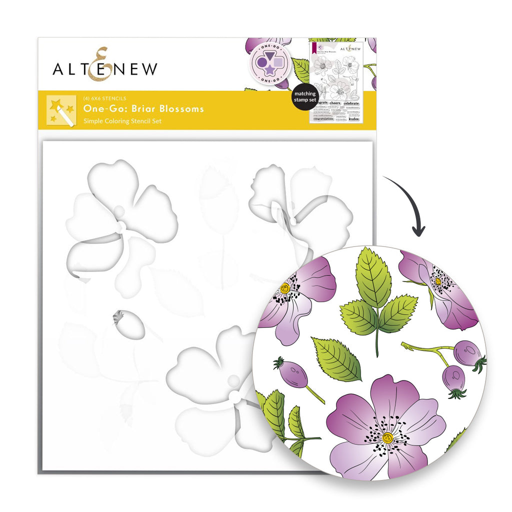 Altenew One-Go Briar Blossoms Clear Stamp, Die, Embossing Folder and Stencil Set product image 4