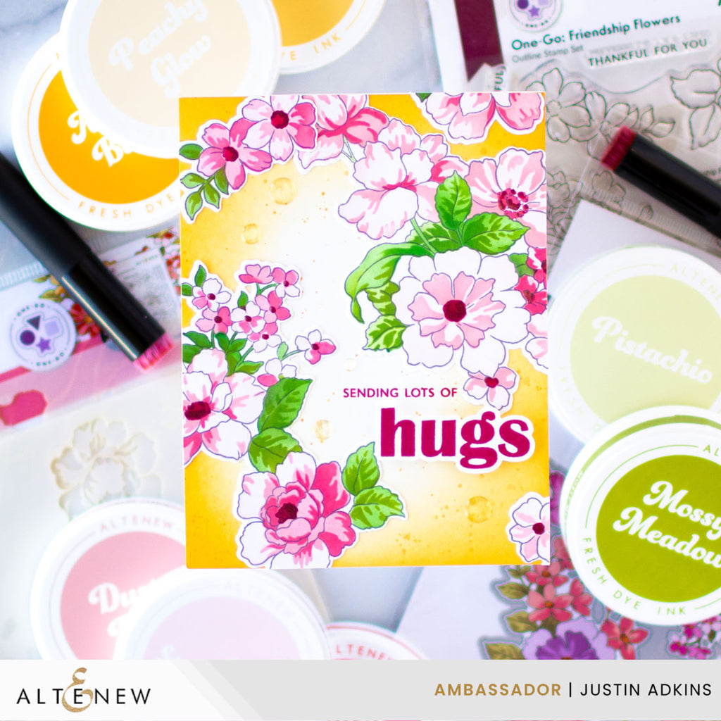 Altenew One-Go Friendship Flowers Clear Stamps alt10723-1 hugs