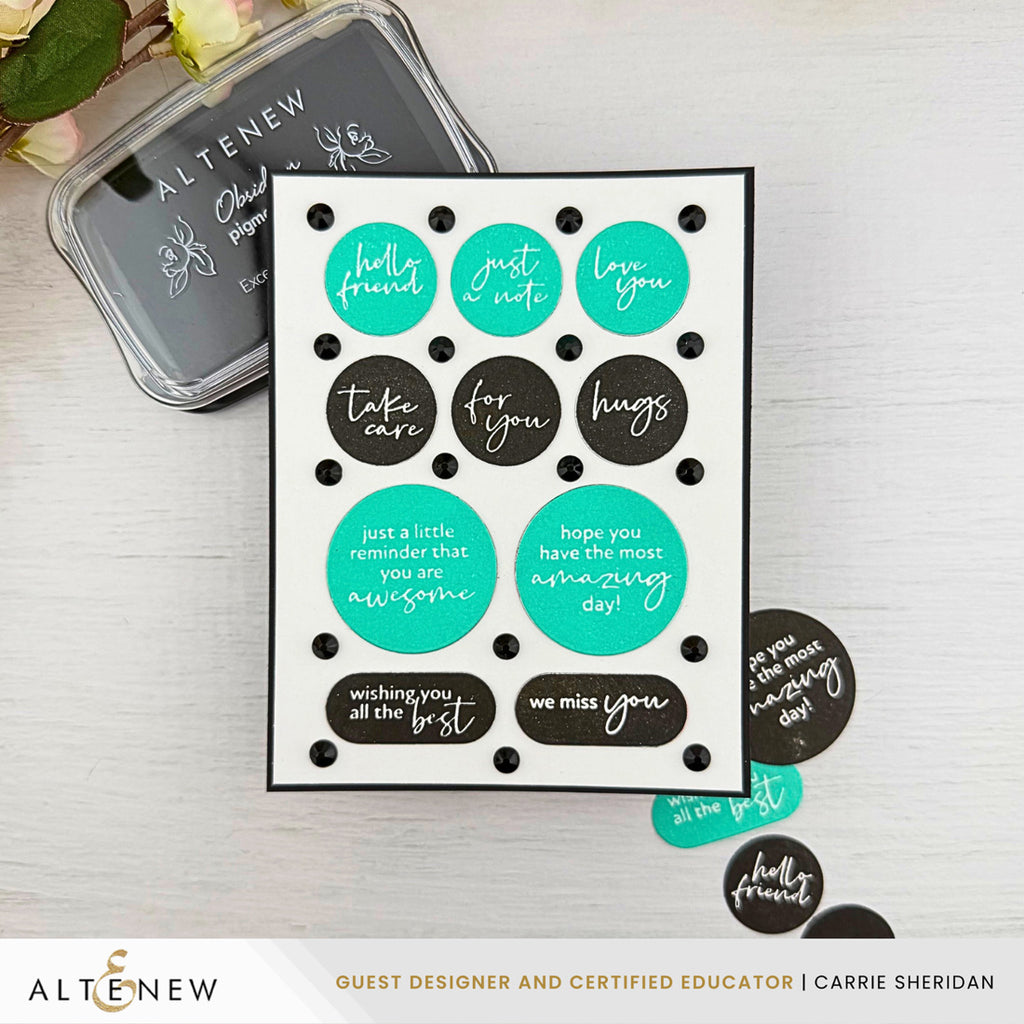 Altenew One-Go Solid Circular Sentiments Die alt11384 miss you for you card