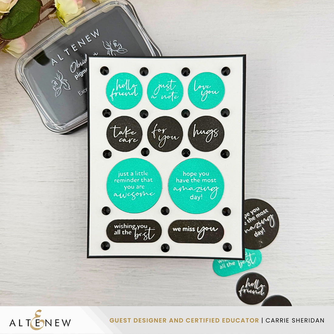 Altenew One-Go Solid Circular Sentiments Die alt11384 miss you for you card