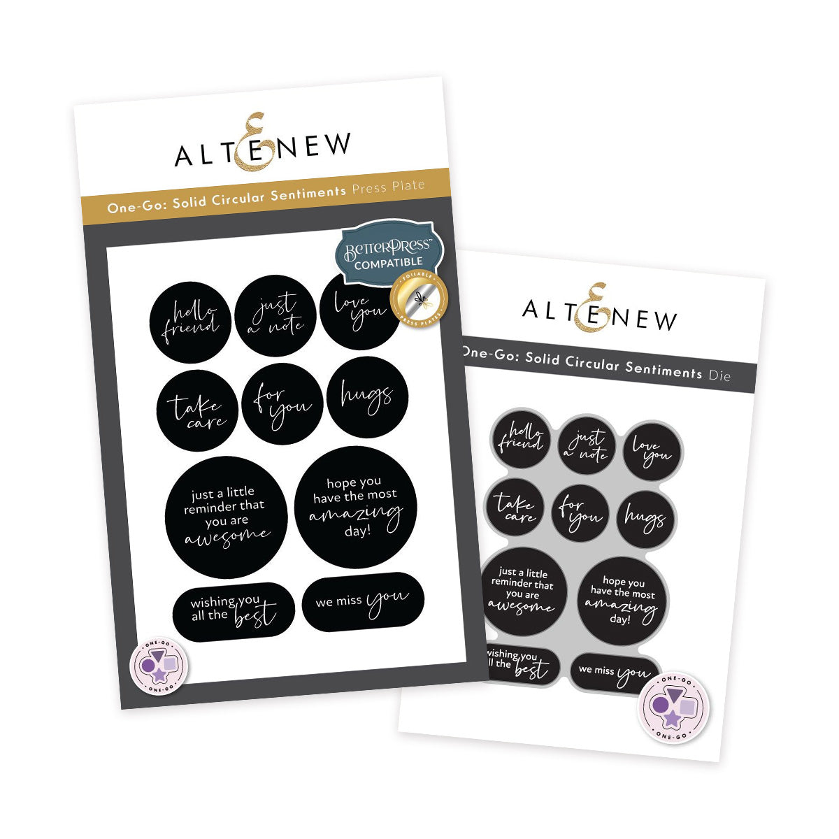 Altenew One-Go Solid Circular Sentiments Press Plate and Die Set