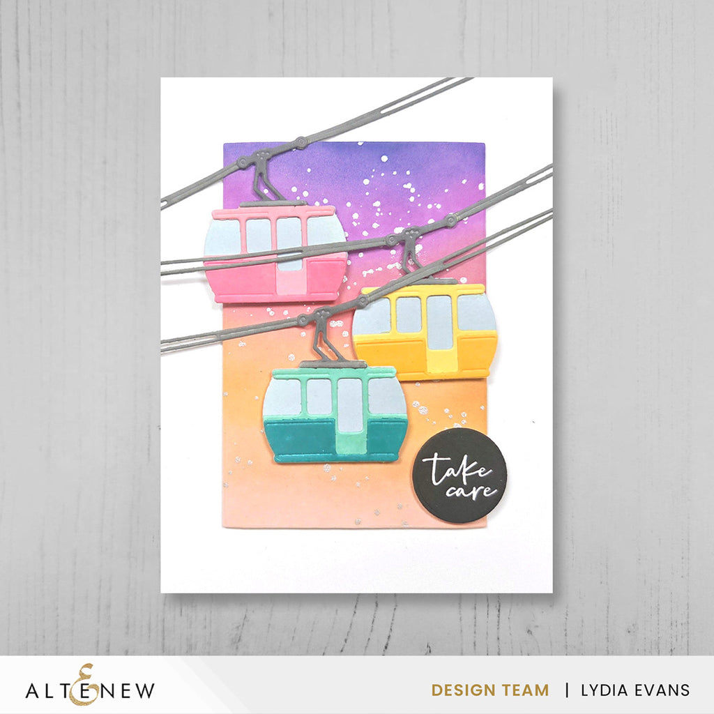 Altenew One-Go Solid Circular Sentiments Press Plate and Die Set take care cable car card