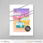 Altenew One-Go Solid Circular Sentiments Press Plate and Die Set take care cable car card