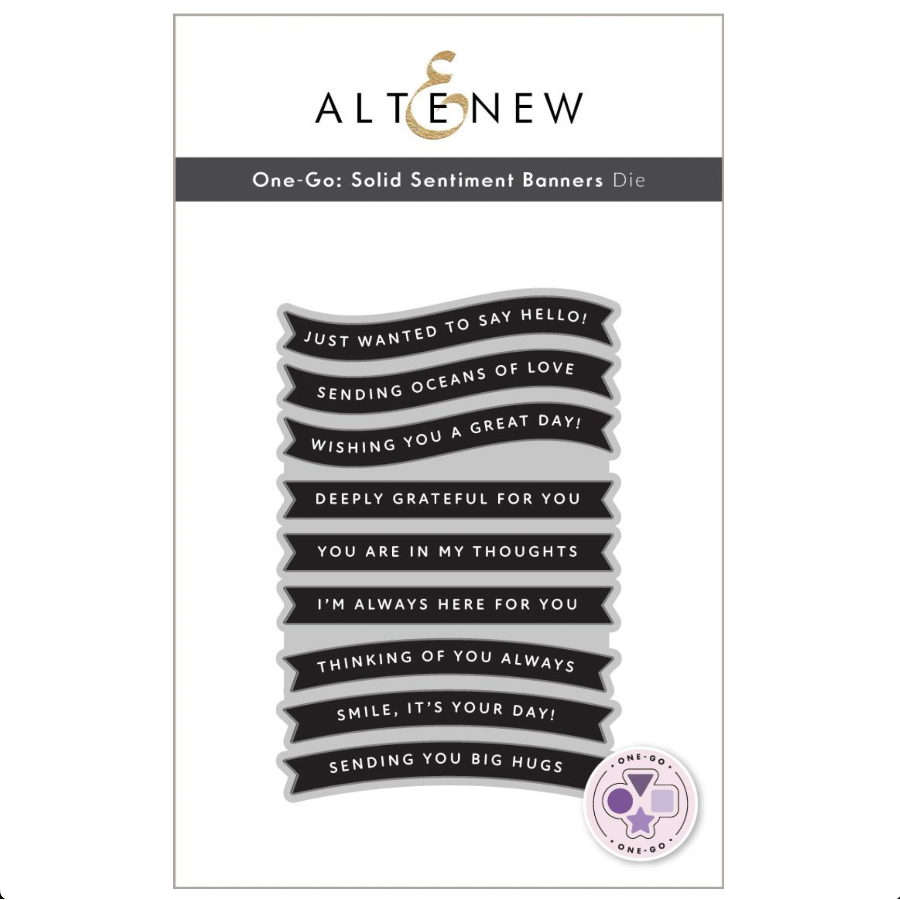 Altenew One-Go Solid Sentiment Banners Clear Stamp Die and Press Plate Set image 2