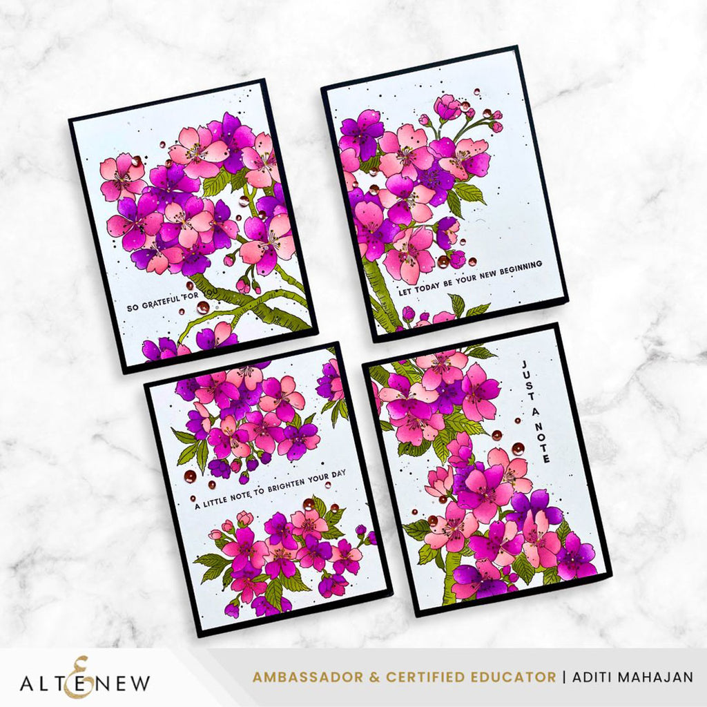 Altenew Sakura Blossoms Stencils alt11376 bright flowers