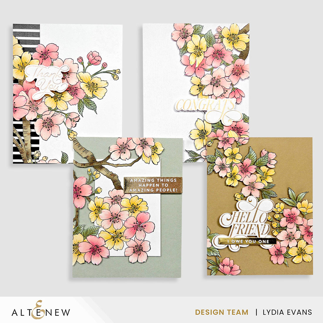 Altenew Sakura Blossoms Stencils alt11376 hello friend