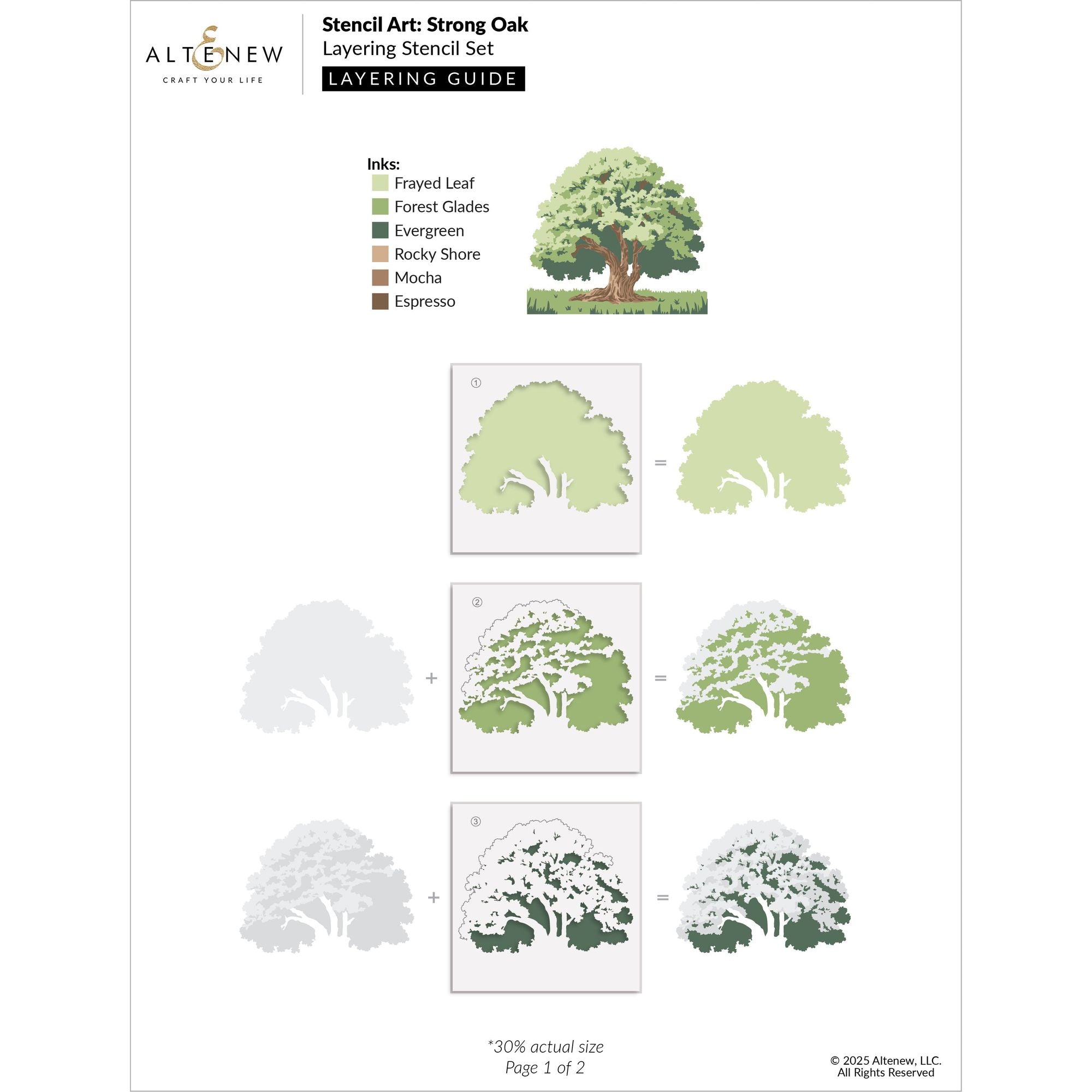Altenew Stencil Art Strong Oak Add-On Dies alt10754 layering guide