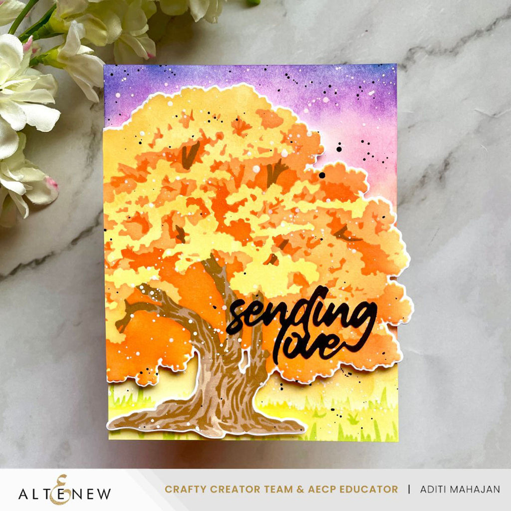 Altenew Stencil Art Strong Oak Add-On Dies alt10754 sending love
