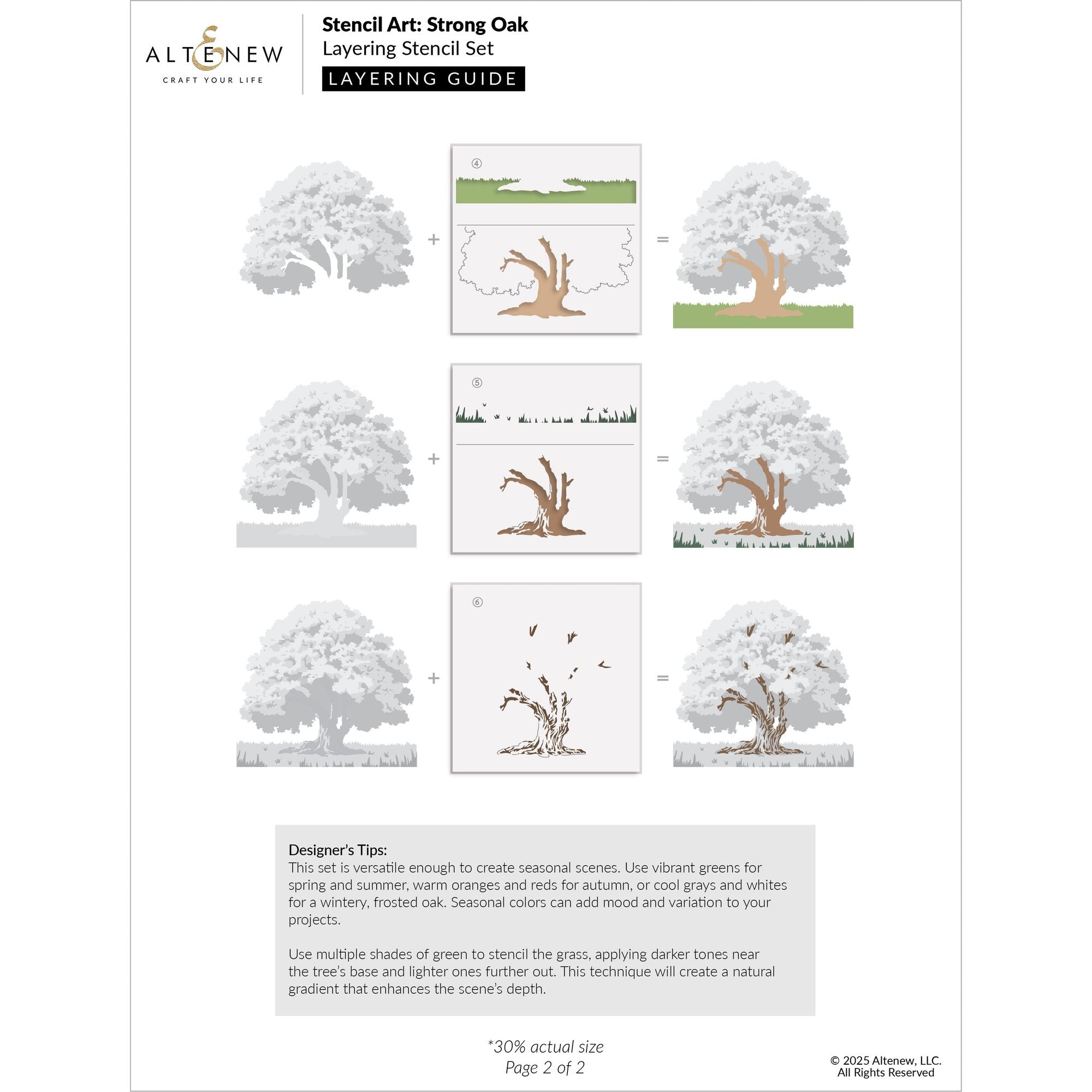 Altenew Stencil Art Strong Oak and Add-on Die Set layering guide 1