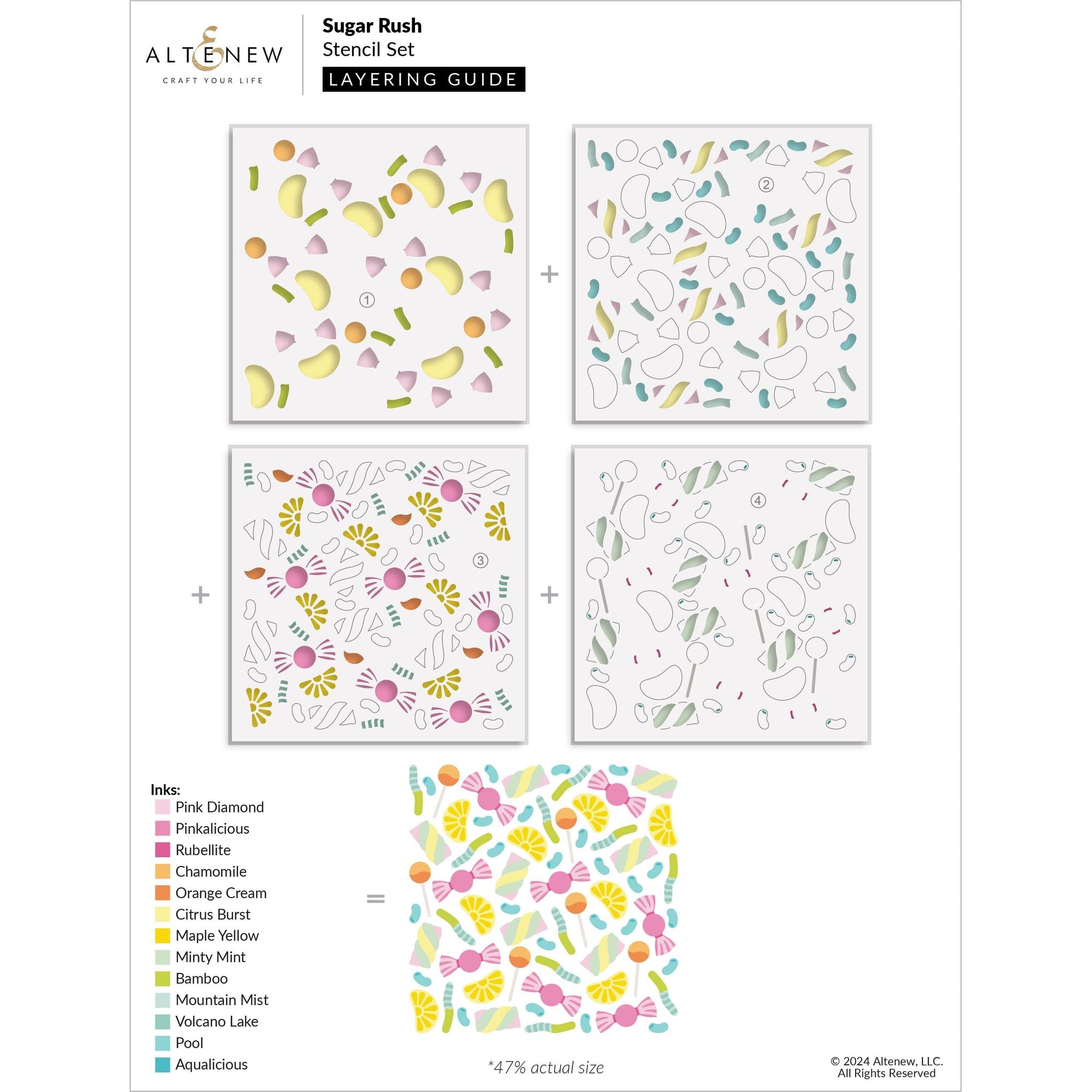 Altenew Sugar Rush Clear Stencils and Die Set layering guide