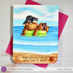 Purple Onion Designs Friendly Warm Wishes Sentiment Set Unmounted Cling Stamp pod9024 bear and kitten card