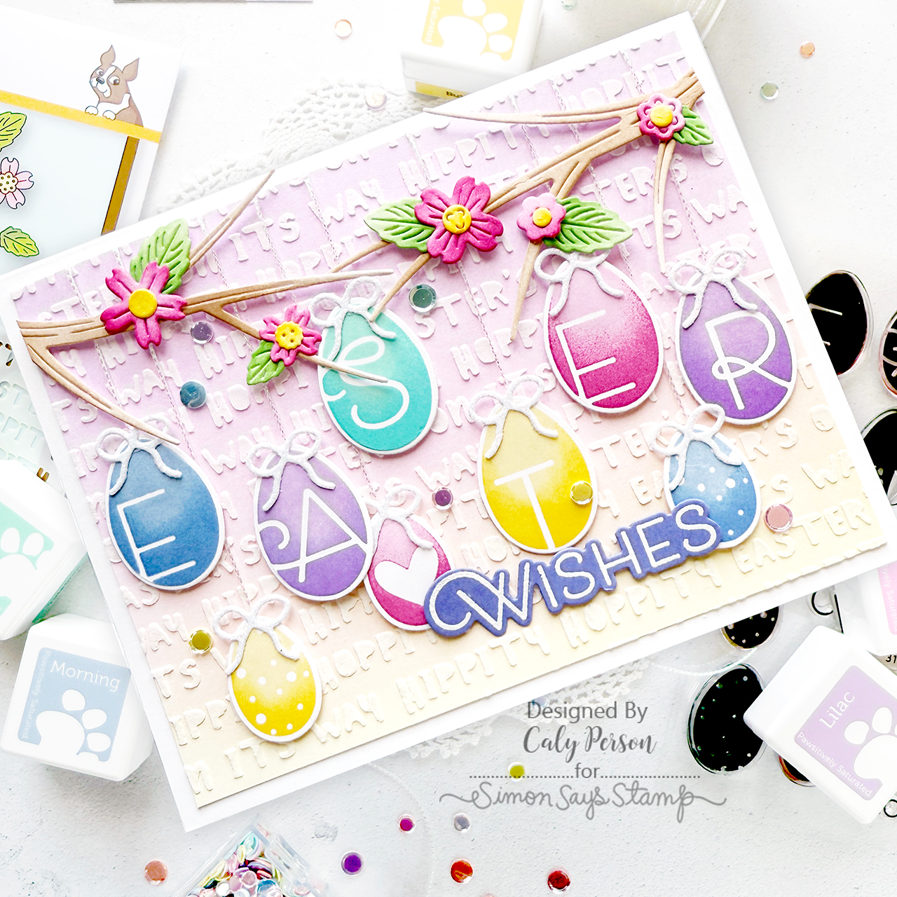 Simon Says Stamp Stencil Hippity Hoppity 1023mt Splendor Easter Card | color-code:ALT07
