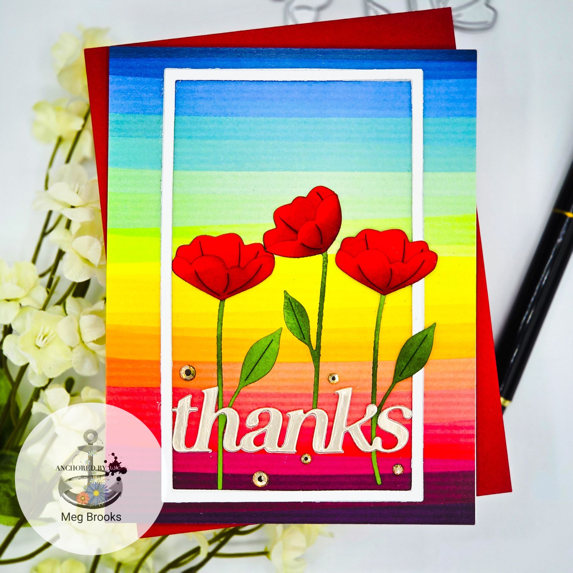 Simon Says Stamp Arctic Poppies Wafer Dies s1009 Friend Like You Thanks Card