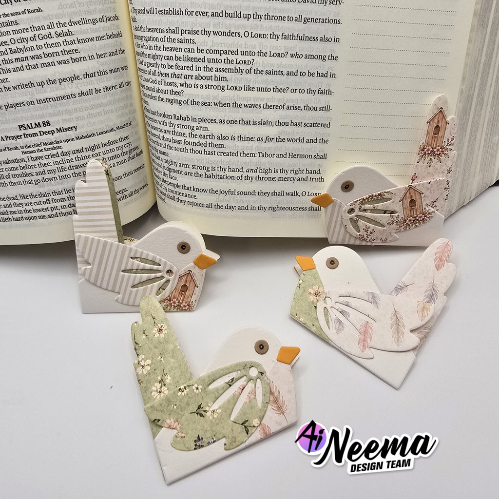 Art Impressions Corner Bird Bookmark Dies 6209 four paper pieced variations