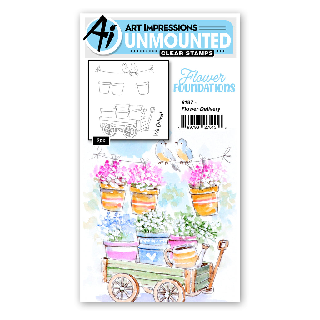Art Impressions Flower Foundations Delivery Stamps 6197