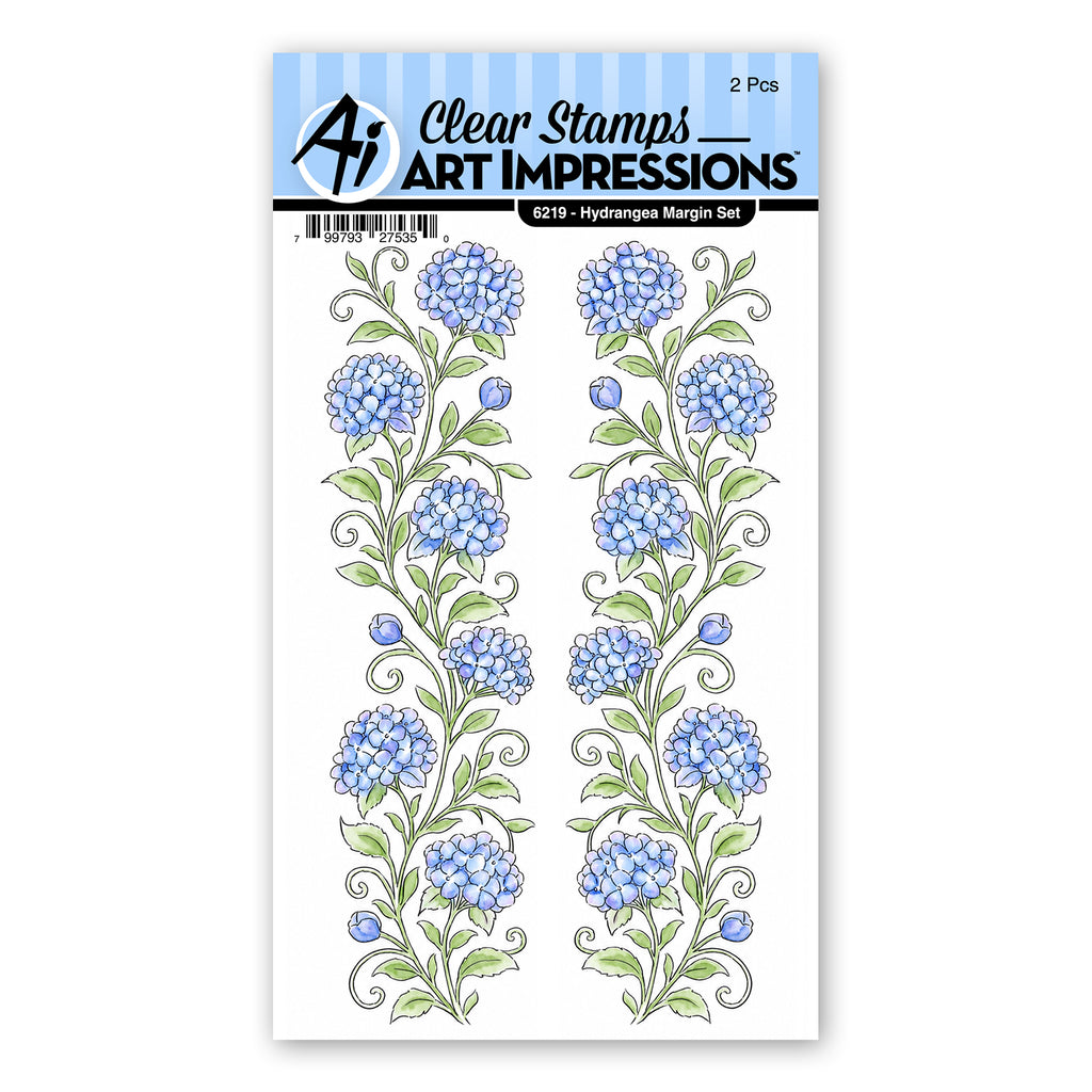 Art Impressions Hydrangea Margin Set Stamps 6219