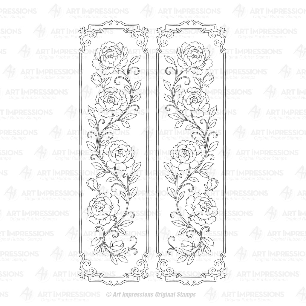 Art Impressions Peony Margin Stamp Set