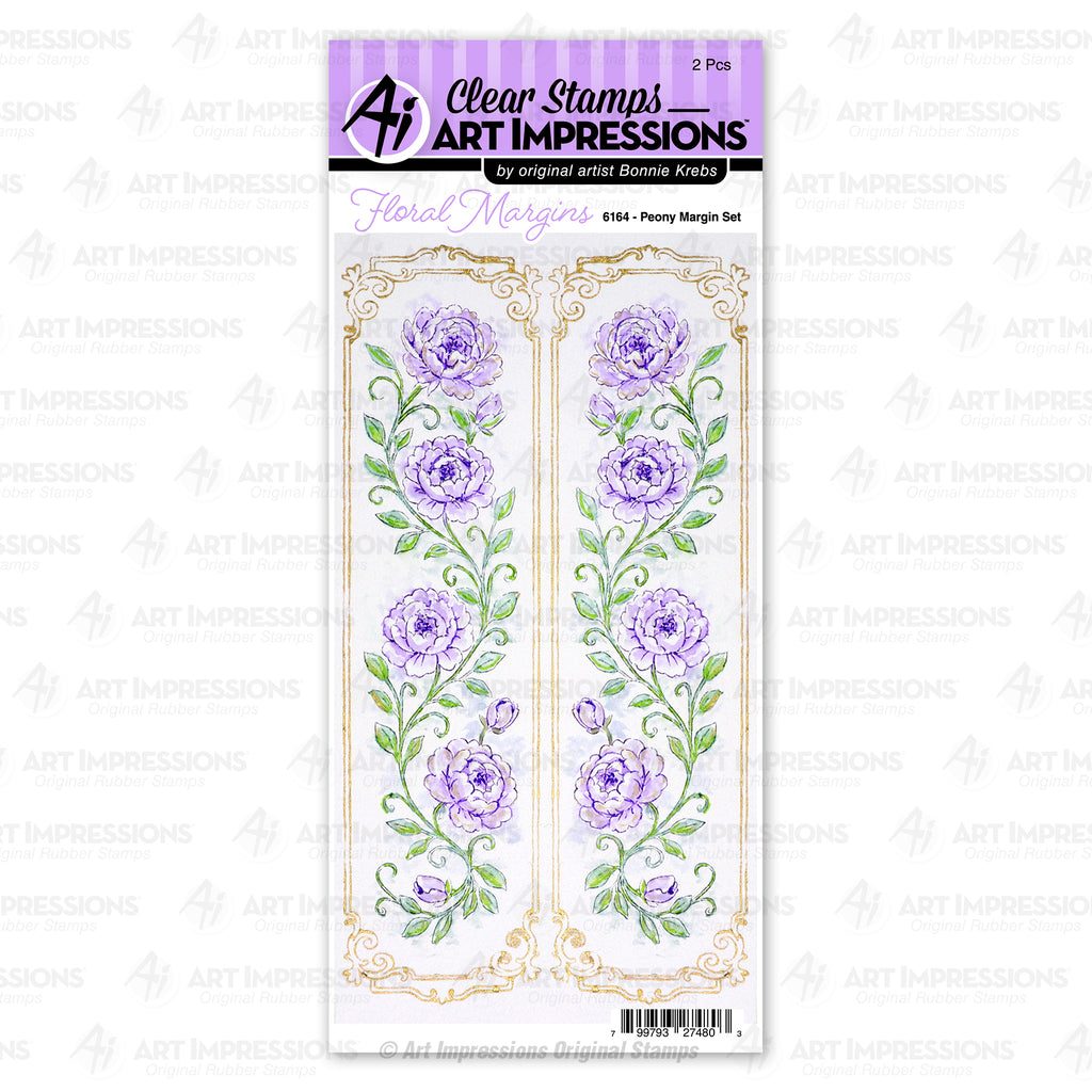Art Impressions Peony Margin Stamps 6164