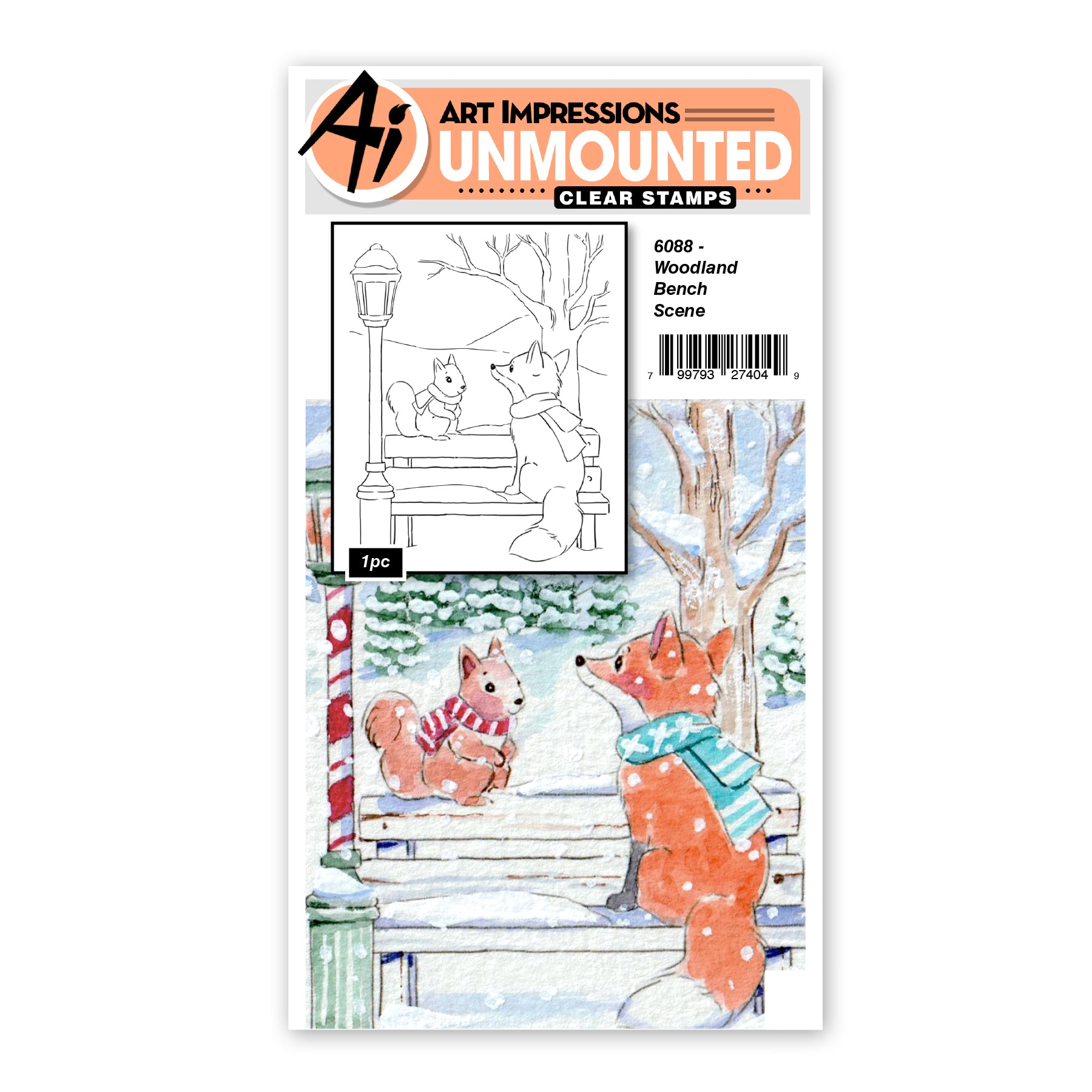 Art Impressions Woodland Bench Scene Stamp 6088