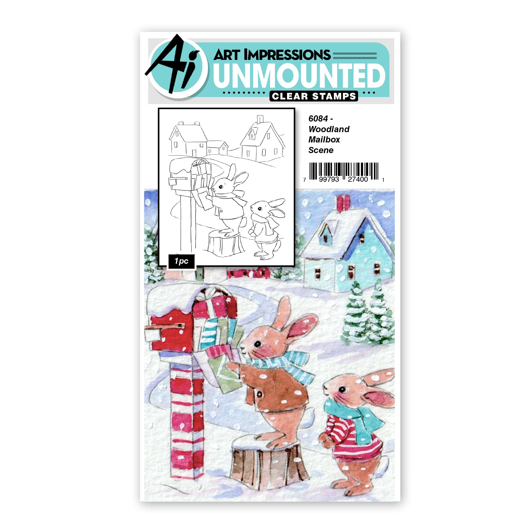 Art Impressions Woodland Mailbox Scene Stamp 6084