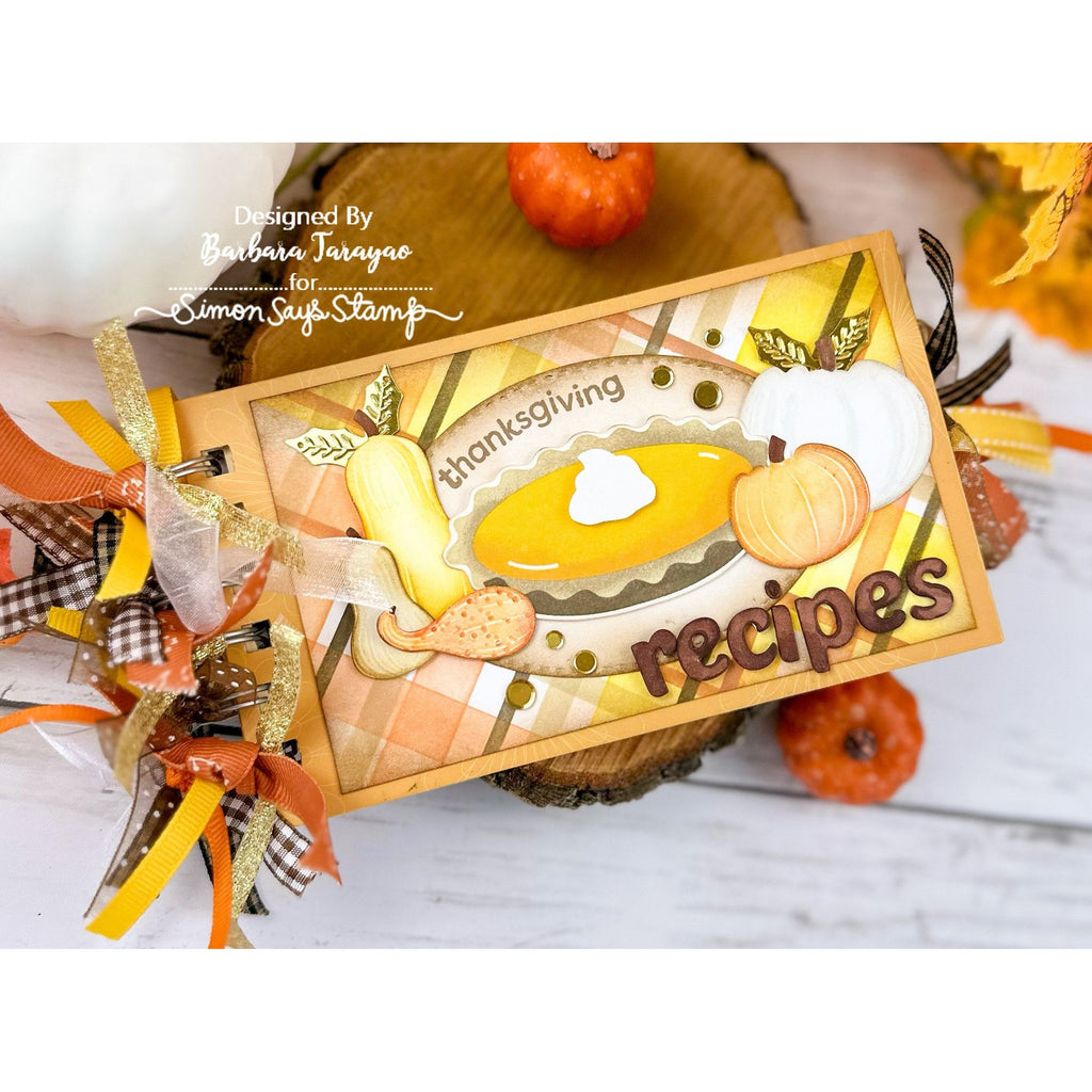 Simon Says Stamp Embossing Folder Autumn Gourds sf465 Stamptember Thanksgiving Recipe Book