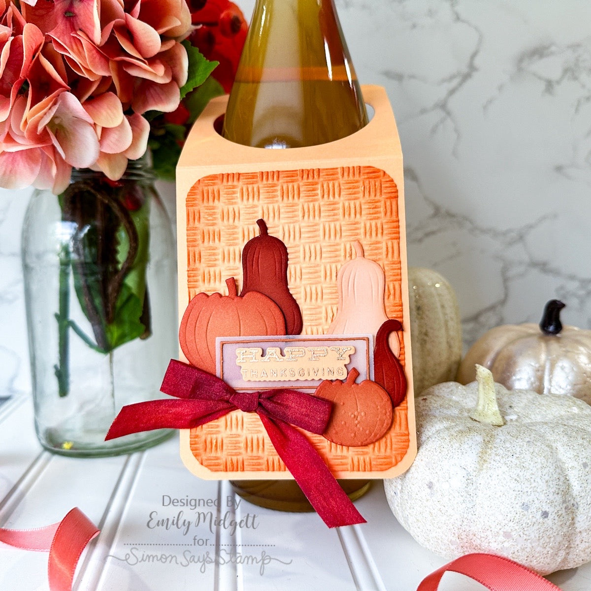 Simon Says Stamp Embossing Folder Autumn Gourds sf465 Stamptember Thanksgiving Wine Tag | color-code:ALT02