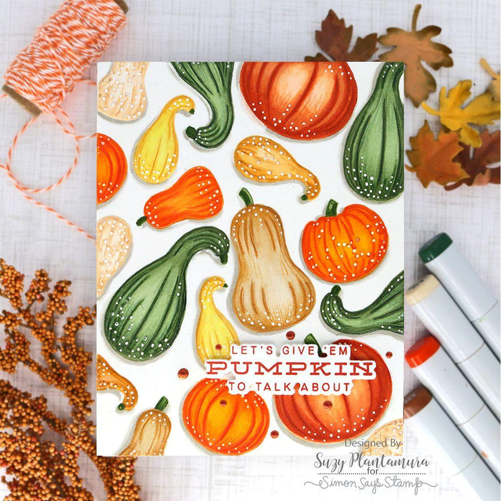 Simon Says Stamp Embossing Folder Autumn Gourds sf465 Stamptember Fall Card