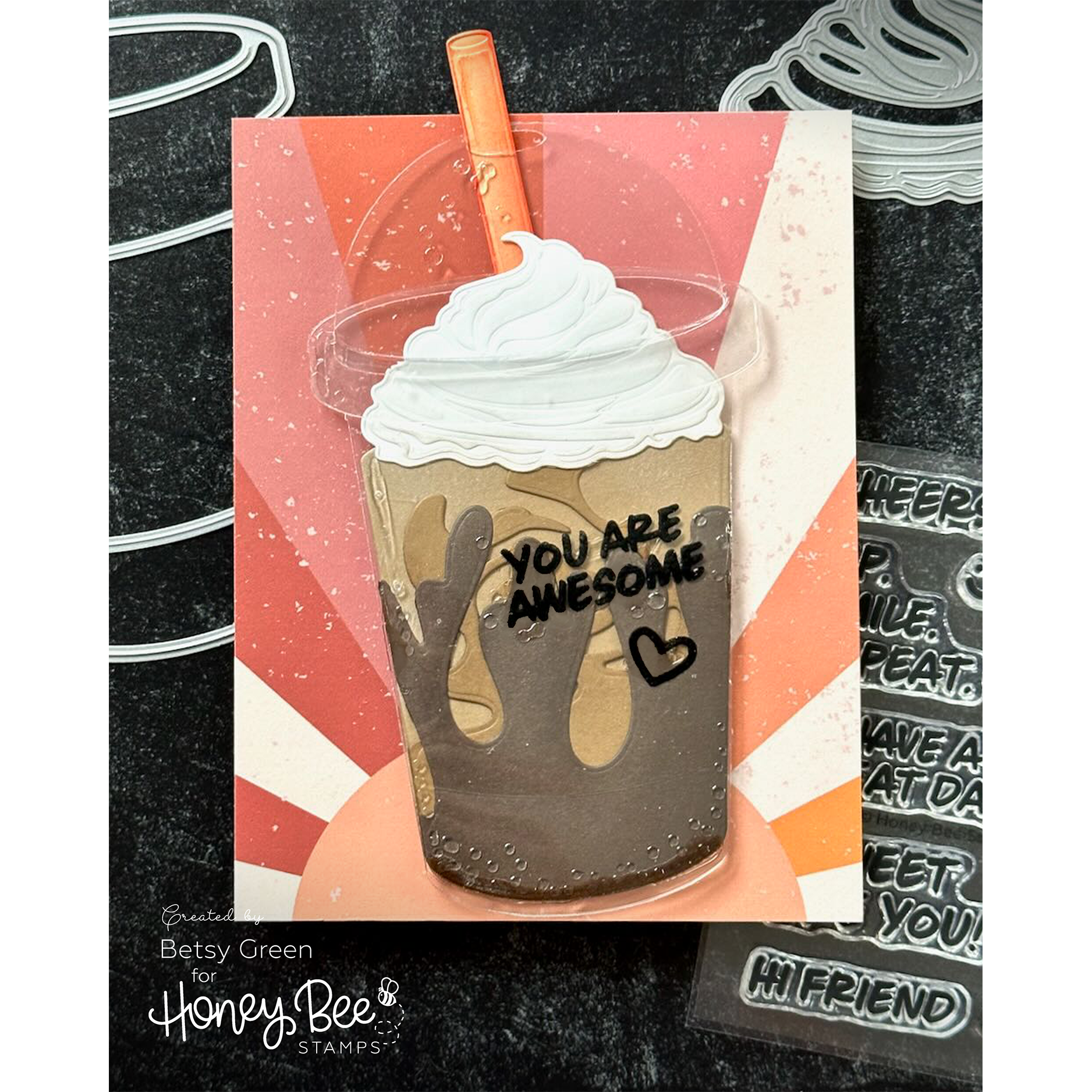 Honey Bee Lovely Layers Coffee Cup Dies hbds-llcofc You Are Awesome Card