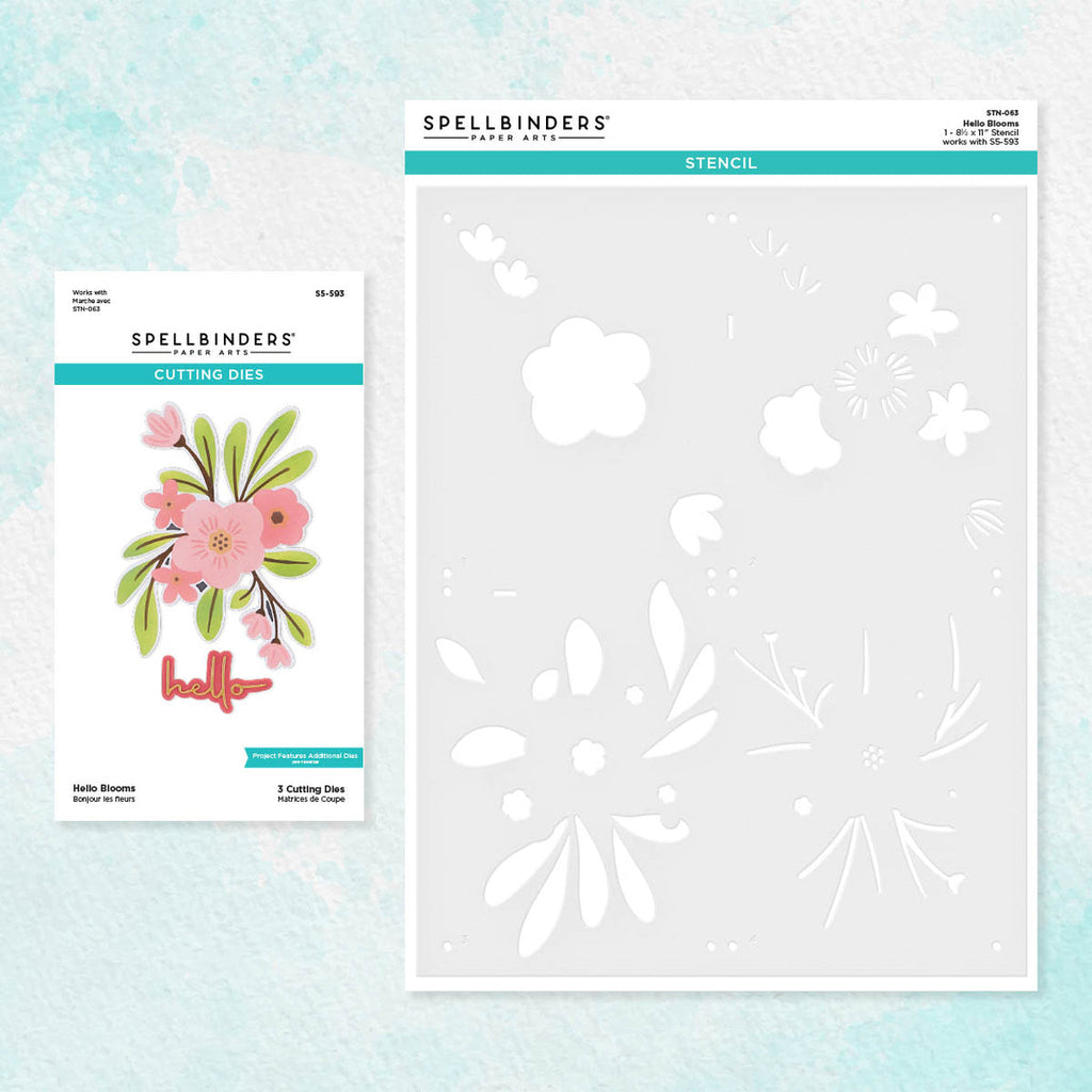 BD-0763 Spellbinders Hello Blooms Stencil and Die Set