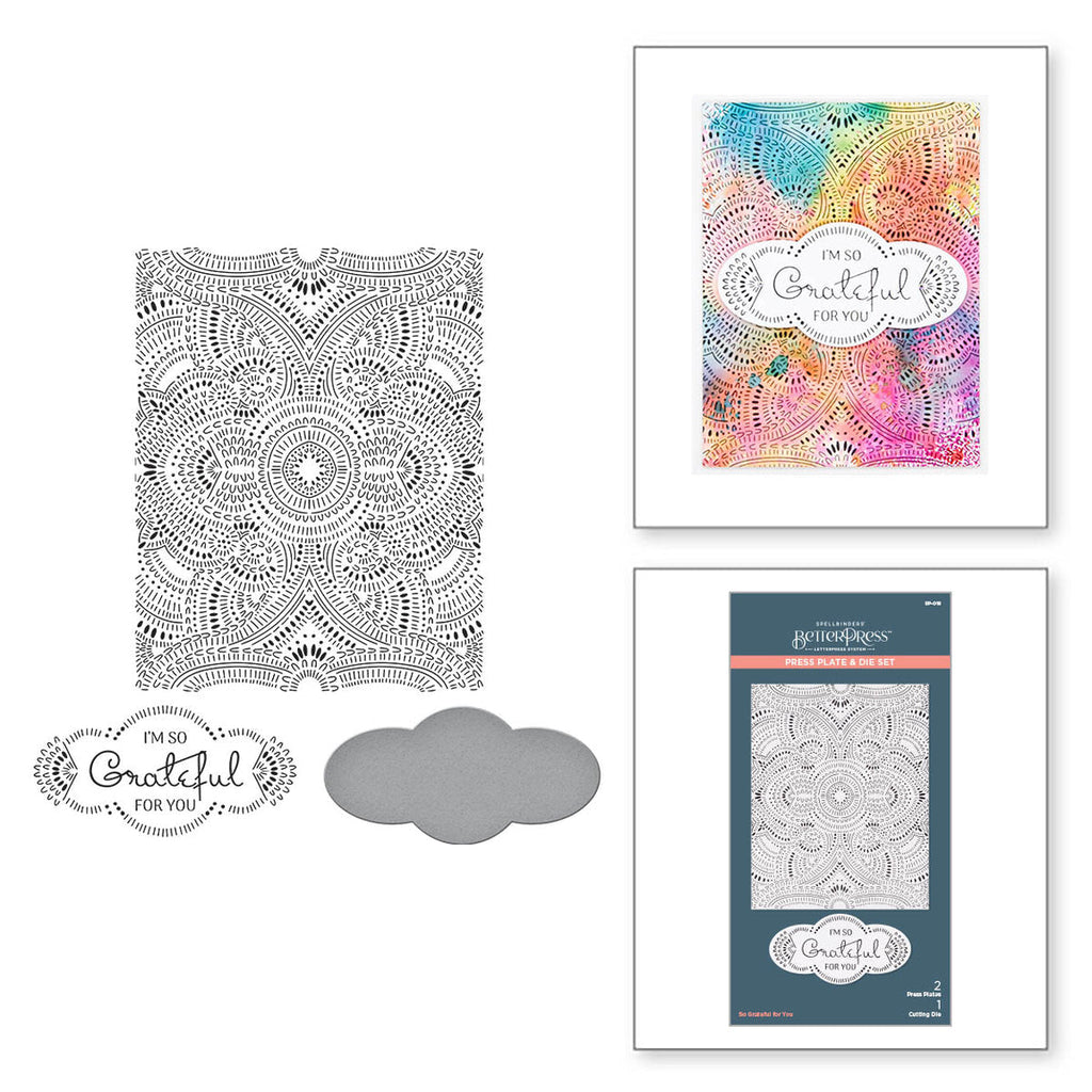 BP-018 Spellbinders So Grateful for You Press Plate and Die Set