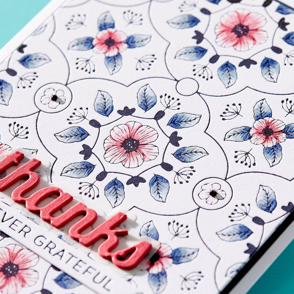 BP-021 Spellbinders Floral View Press Plate and Die Set Thanks