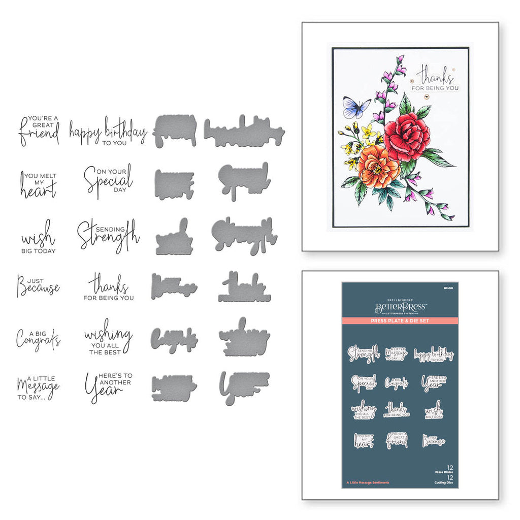BP-026 Spellbinders A Little Message Sentiments Press Plate and Die Set